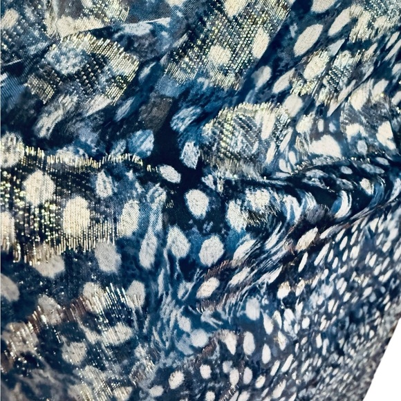 BCBGMaxAzria | Blue Silver Metallic Strapless Formal Gown Carboncmbo Size 10 - Picture 11 of 16